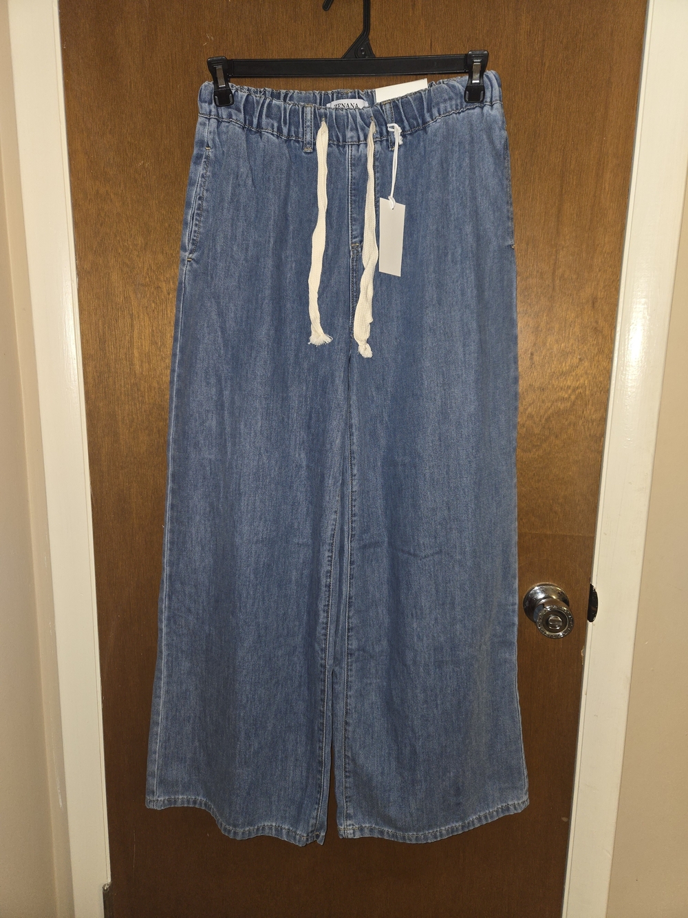 Zenana Wide Leg Drawstring Denim Jeans